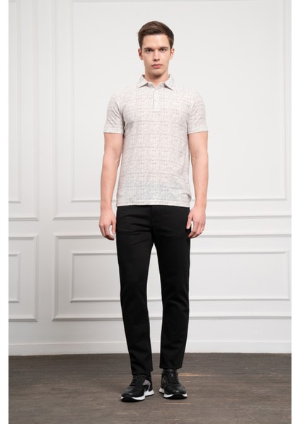 Erkek Nefti Trend Polo Yaka Desenli Dynamic Fit Rahat Kesim T-Shirt