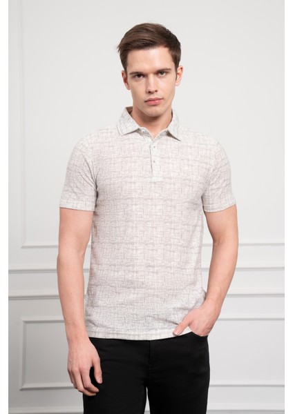Erkek Nefti Trend Polo Yaka Desenli Dynamic Fit Rahat Kesim T-Shirt
