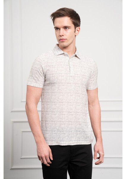 Erkek Nefti Trend Polo Yaka Desenli Dynamic Fit Rahat Kesim T-Shirt