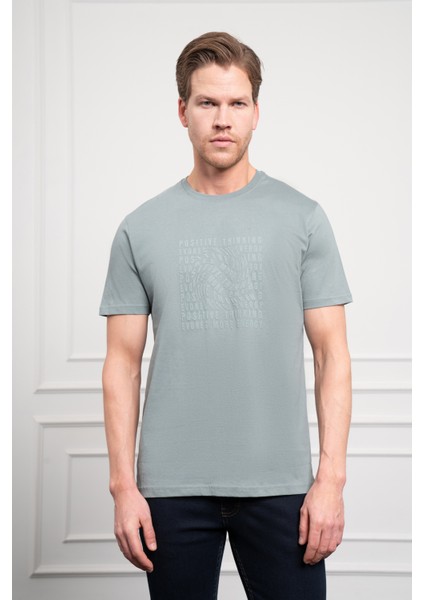 Erkek Su Yeşili Trend Dinamik Fit Bisiklet Yaka T-Shirt modelleri