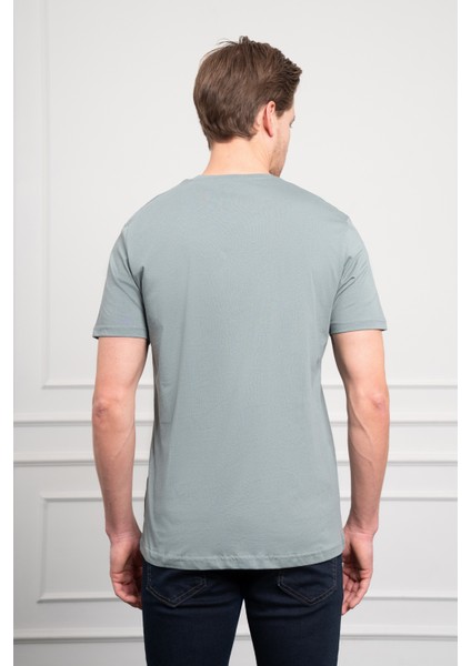 Erkek Su Yeşili Trend Dinamik Fit Bisiklet Yaka T-Shirt indirimleri