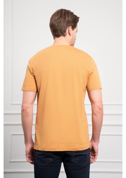 Erkek Hardal Sarısı Trend Bisiklet Yaka Dinamik Fit Pamuk T-Shirt indirimleri