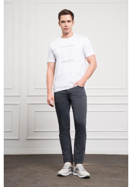 Erkek Beyaz Trend Bisiklet Yaka Dinamik Fit Pamuk T-Shirt fiyatları