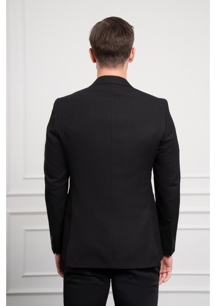 Erkek Siyah Slim Fit Dar Kesim Mono Yaka Ceket indirimleri