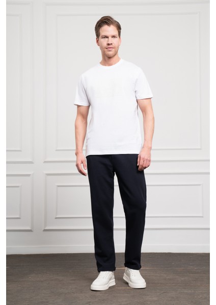 Erkek Beyaz Trend Bisiklet Yaka Dinamik Fit Pamuk T-Shirt fiyatları