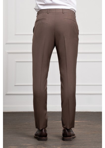 Erkek Kahve Basic Slim Fit Classic Pantolon modelleri