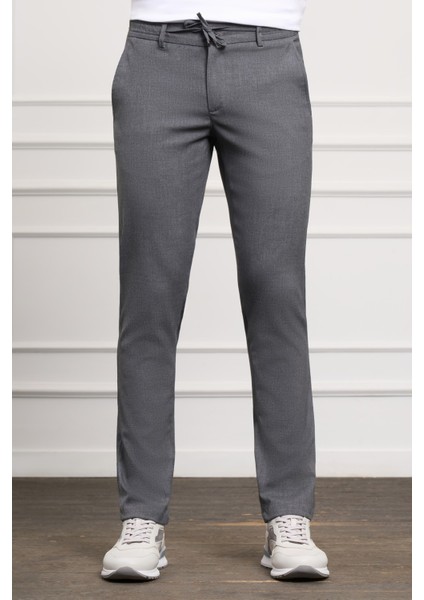 Erkek Gri Slim Fit Jogger Pantolon