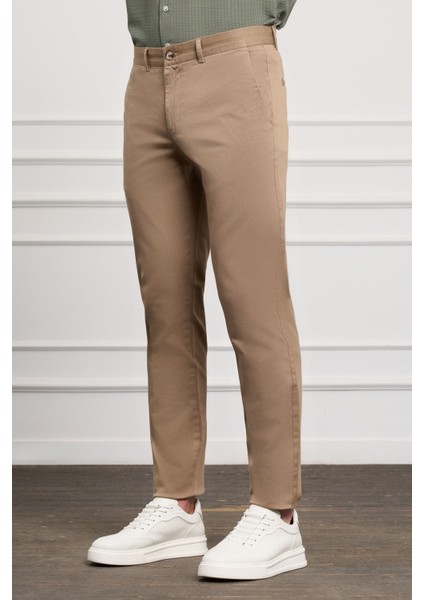 Erkek Vizon Slim Fit Chino Pantolon