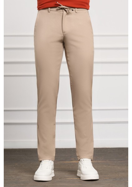 Erkek Bej Slim Fit Jogger Pantolon