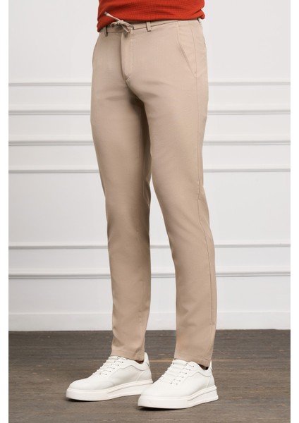 Erkek Bej Slim Fit Jogger Pantolon