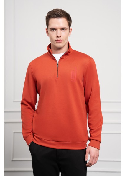 Erkek Kiremit Femuarlı Bato Yaka Dynamic Fit Rahat Kesim Sweatshirt modelleri