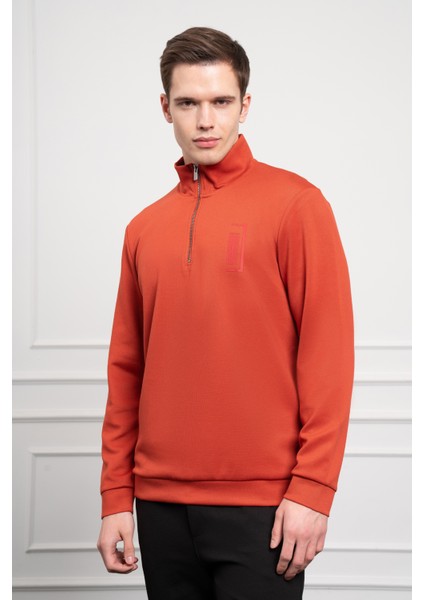 Erkek Kiremit Femuarlı Bato Yaka Dynamic Fit Rahat Kesim Sweatshirt fırsatları