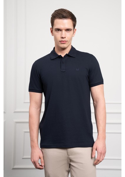 Erkek Lacivert Basic Polo Yaka Dynamic Fit T-Shirt