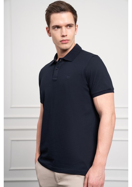 Erkek Lacivert Basic Polo Yaka Dynamic Fit T-Shirt