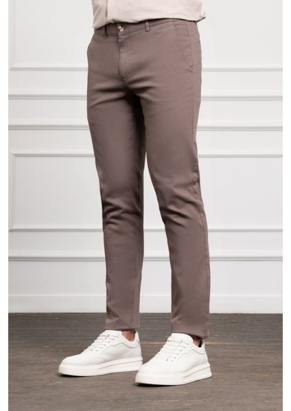 Erkek Kahve Slim Fit Dar Kesim Chino Pantolon fiyatları
