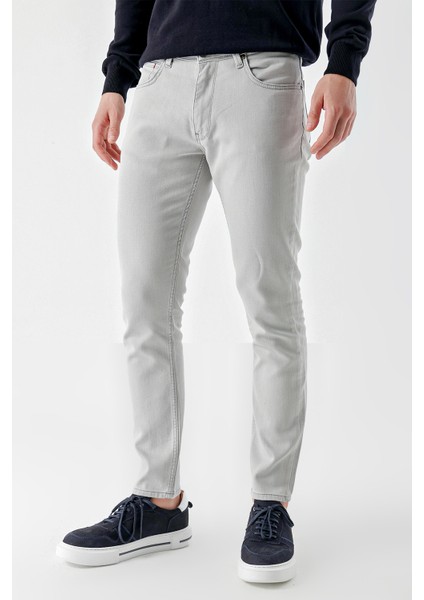 Erkek Gri Mevsimlik Pamuk 5 Cep Slim Fit Jean Pantolon fiyatları