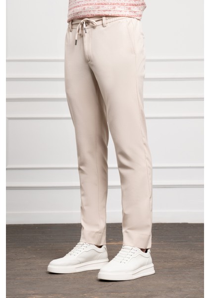Erkek Bej Slim Fit Dar Kesim Ipli Jogger Pantolon fiyatları