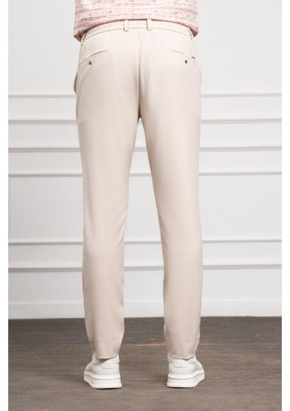 Erkek Bej Slim Fit Dar Kesim Ipli Jogger Pantolon modelleri