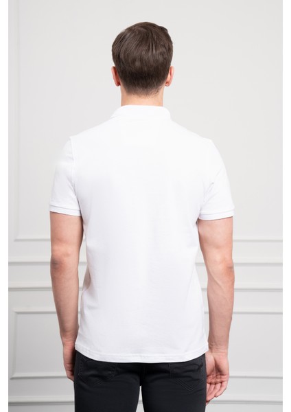 Erkek Beyaz Basic Polo Yaka Dynamic Fit T-Shirt indirimleri