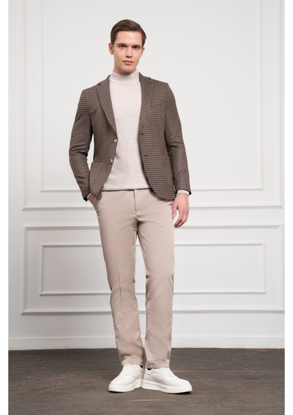 Erkek Kahve Dokuma Slim Fit Dar Kesim Mono Yaka Ceket fiyatları