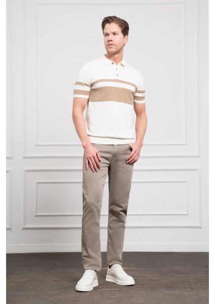 Erkek Ekru Trend Dynamic Fit Rahat Kesim Polo Yaka T-Shirt fiyatları