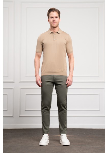 Erkek Bej Basic Polo Yaka Dynamic Fit T-Shirt fiyatları