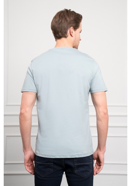 Erkek Indigo Trend Bisiklet Yaka Dinamik Fit Pamuk T-Shirt indirimleri