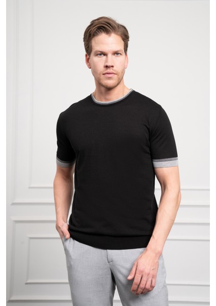 Erkek Siyah Trend Polo Yaka Dinamik Fit Rahat Kesim T-Shirt modelleri