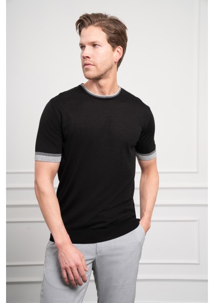 Erkek Siyah Trend Polo Yaka Dinamik Fit Rahat Kesim T-Shirt fırsatları
