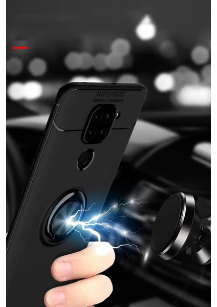 Xiaomi Redmi Note 9 Kılıf Range Yüzüklü Silikon - Siyah-Gold Ynsmr