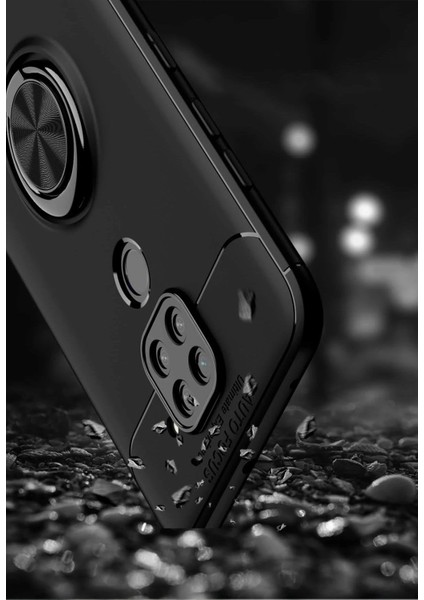 Xiaomi Redmi Note 9 Kılıf Range Yüzüklü Silikon - Siyah-Gold Ynsmr