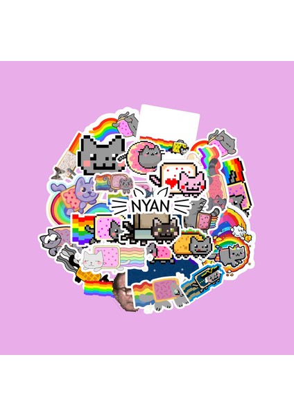 Nyan Cat Sticker Paketi -Bullet Journal - Ajanda - Planner - Defter - Laptop Etiket Çıkartma Çok Renkli 10 x 15 Paket Boyutu 3 x 5 cm Stickerlar Paket Içeriği 25 Adet Dadi Ramba Sticker