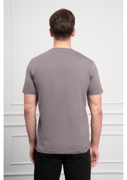 Erkek Antrasit Basic Bisiklet Yaka Dynamic Fit Pamuk T-Shirt indirimleri