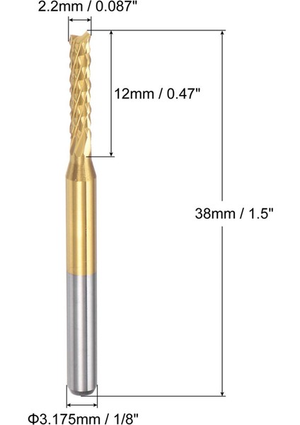 Pcb Makinesi Için 10 Adet Titanyum Kaplama Karbür, 1/8 Inç Şaft 2.2mm (Yurt Dışından)