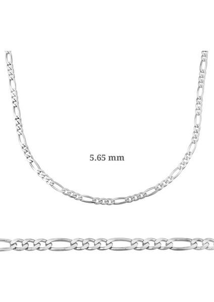5.65 mm Gümüş Figaro Zincir - 160 Mikron