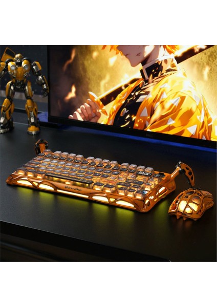 Mercury K1PRO+X Kablosuz Rgb Işıklı Mekanik Q Gaming Klavye ve Optik Mouse Seti, Special Edition, Sarı
