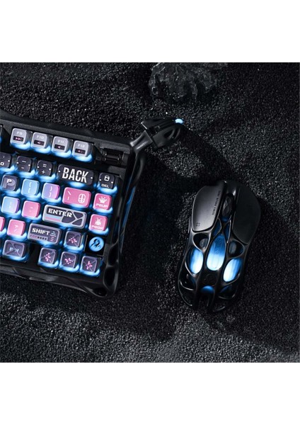 Mercury K1 Pro+X Kablosuz Rgb Işıklı Mekanik Q Gaming Klavye ve Optik Mouse Seti, Siyah
