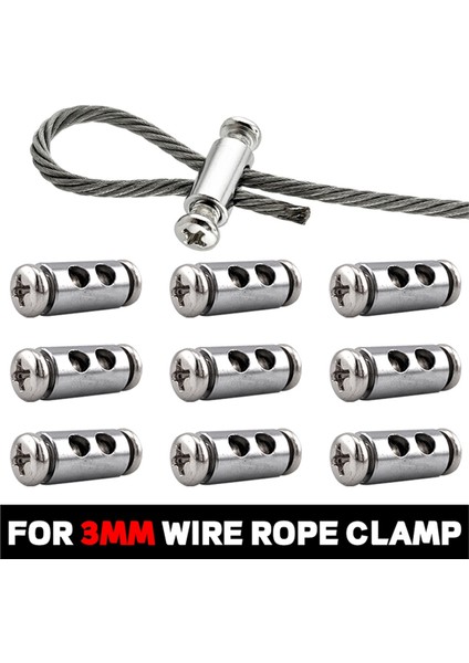 2/3mm Ayarlanabilir Tel Halat Klipsi Çift Delikli Kablo Kelepçesi Için 20 Adet (Yurt Dışından)