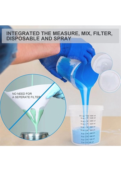 Boya Püskürtme Makinesi Karıştırma Kabı Liner ve Kapak Sistemi Hvlp Için, 20OZ (Yurt Dışından)