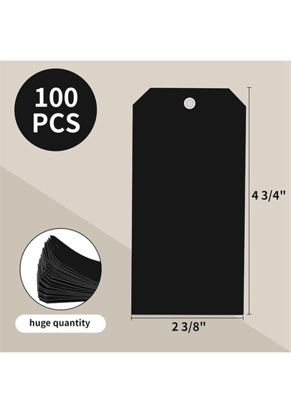 100 Adet 4 3/4 Inç x 2 3/8 Inç Plastik Nakliye Etiketi (Siyah) (Yurt Dışından)