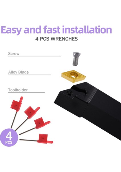 1/2ın Shank 14 Adet Kit-4 Adet Takım Tutucu 10 Adet DCMT21.51 Karbür Uç (Yurt Dışından)