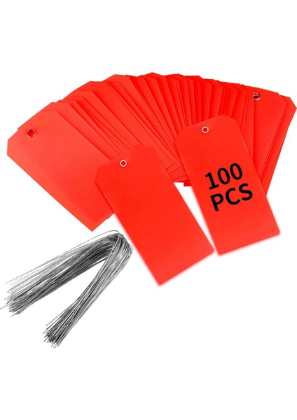 100 Adet 4 3/4 Inç x 2 3/8 Inç Plastik Nakliye Etiketi (Kırmızı) (Yurt Dışından)