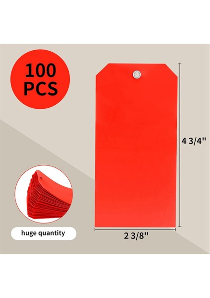 100 Adet 4 3/4 Inç x 2 3/8 Inç Plastik Nakliye Etiketi (Kırmızı) (Yurt Dışından)