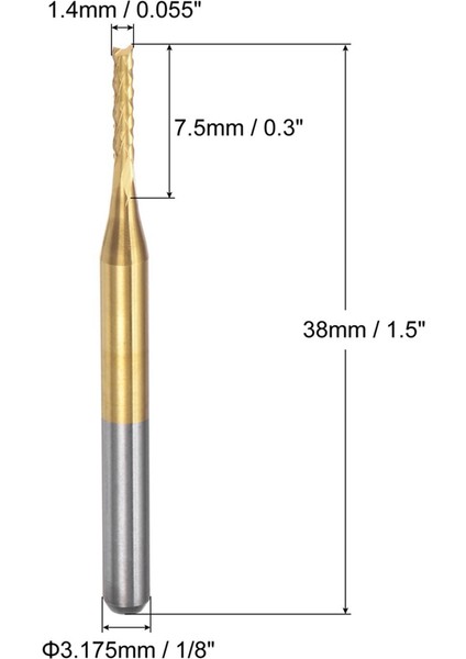 Pcb Makinesi Için 10 Adet Titanyum Kaplama Karbür, 1/8 Inç Şaft 1.4mm (Yurt Dışından)