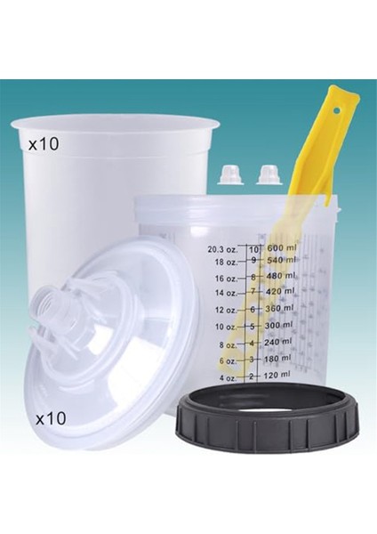 Otomotiv Boya Tabancası Için Tek Kullanımlık Boya Püskürtme Karıştırma Kabı, 600ML (Yurt Dışından)