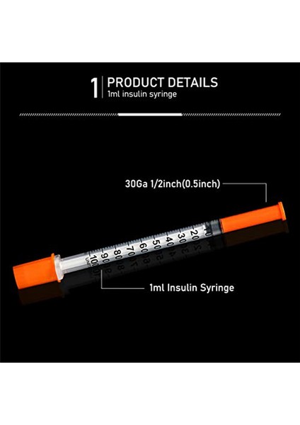 Iğneli Insülin Şırıngası 30G 1 Ml/cc 1/2-Inç (13MM) (Yurt Dışından)