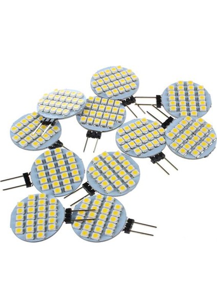10 Adet Ayna Ön Işığı LED G4 12V Disk Şekilli 12V LED G4 Daire Düz Plaka Çift Iğne Yuvarlak Sıcak Beyaz Işık (Yurt Dışından)