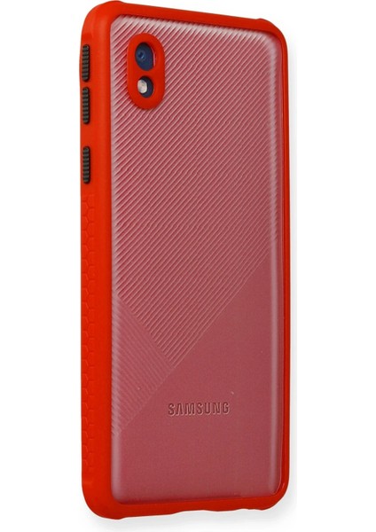 Samsung Galaxy A01 Core Kılıf Miami Şeffaf Silikon - Kırmızı Bstmy