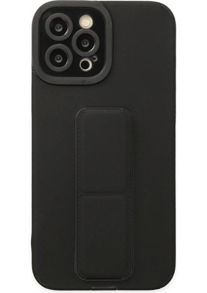 Iphone 12 Pro Max Kılıf Mega Standlı Silikon - Siyah Bstmy
