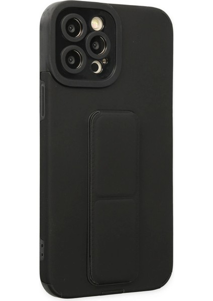 Iphone 12 Pro Max Kılıf Mega Standlı Silikon - Siyah Bstmy